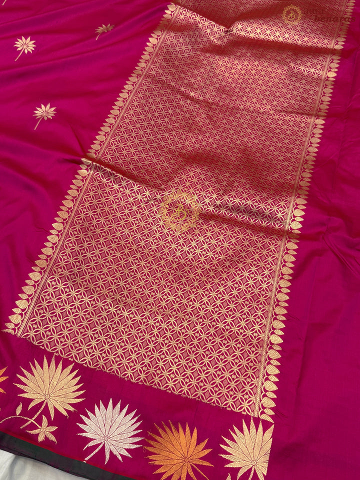 Rani Pink Banarasi Handloom Katan Silk Saree