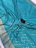 Firozi Blue Pure Banarasi Handloom Katan Silk Saree - Aura Benaras