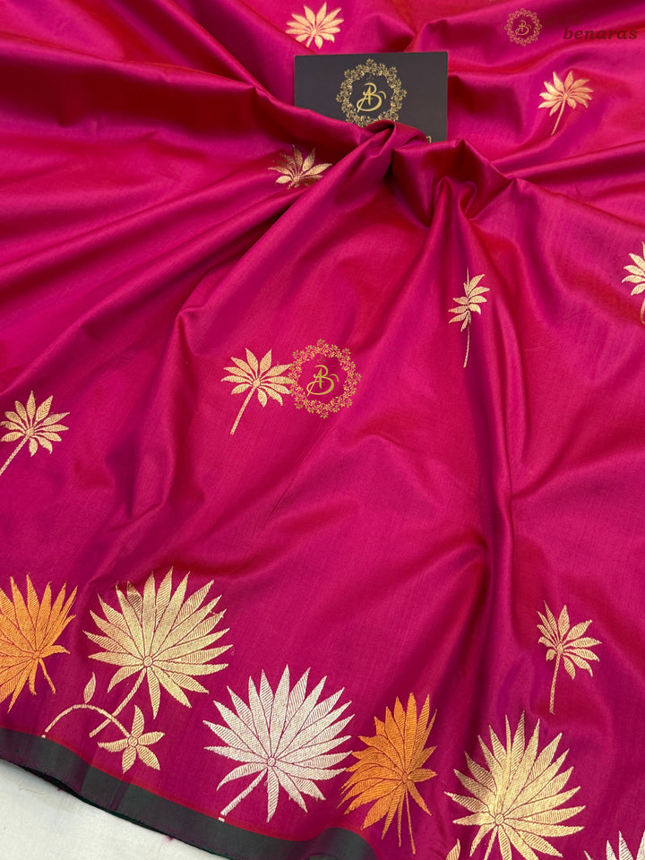 Rani Pink Banarasi Handloom Katan Silk Saree
