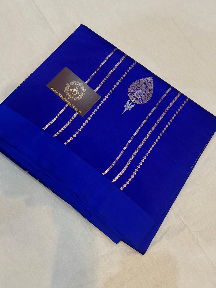 Royal Blue Pure Banarasi Handloom Silk Saree - Aura Benaras