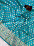 Firozi Blue Pure Banarasi Handloom Katan Silk Saree - Aura Benaras