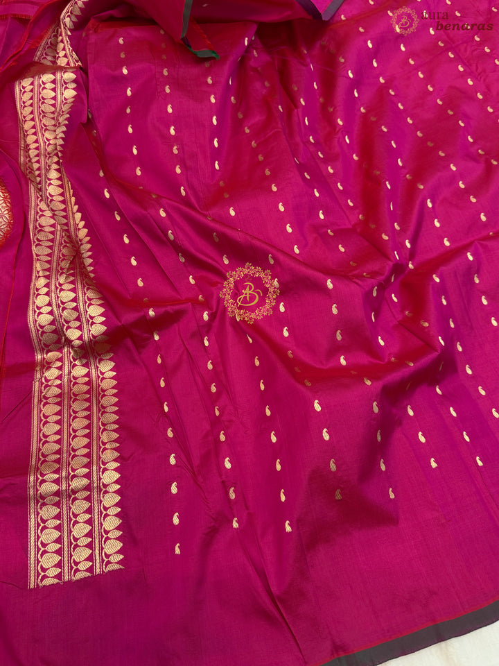 Rani Pink Banarasi Handloom Katan Silk Saree