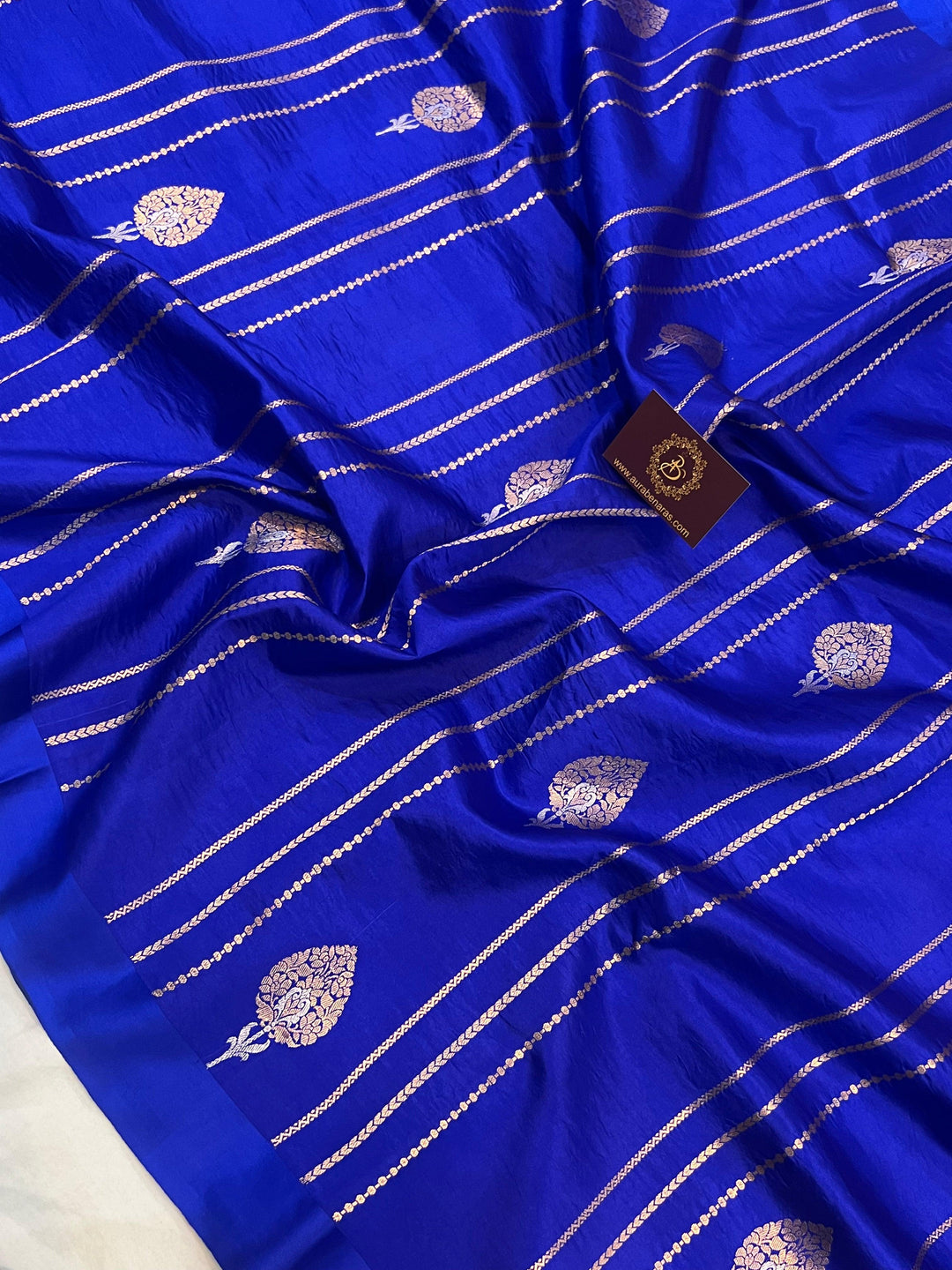 Royal Blue Pure Banarasi Handloom Silk Saree - Aura Benaras