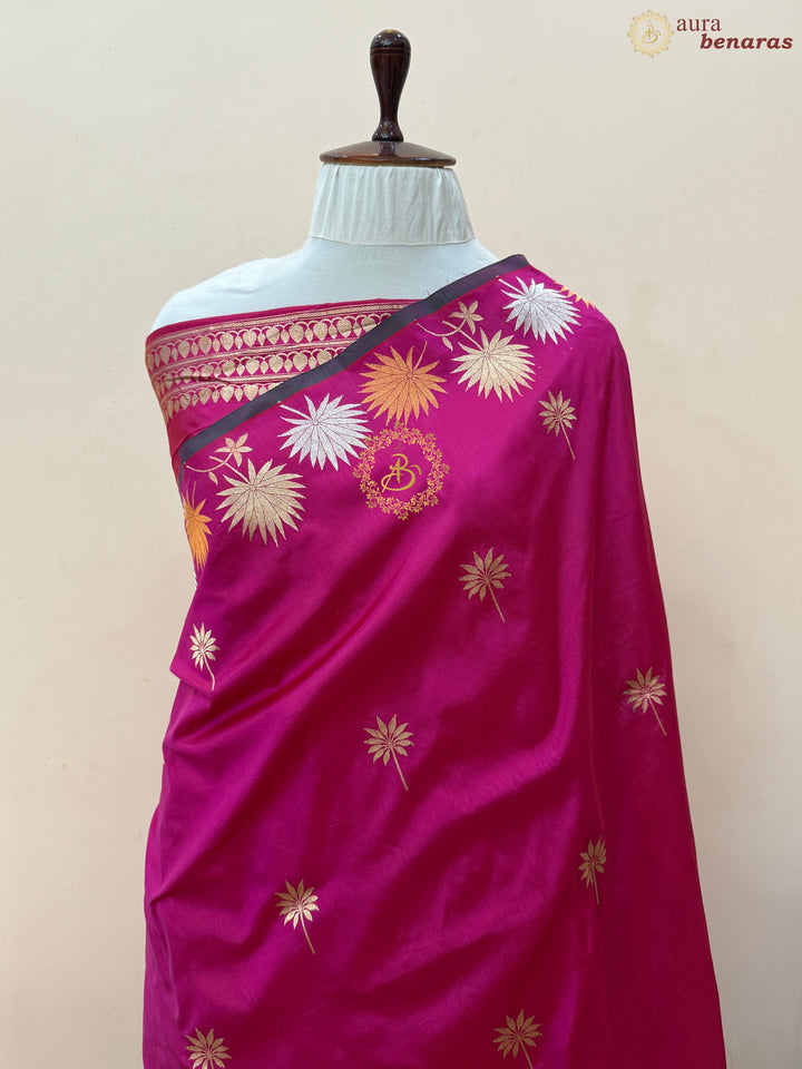Rani Pink Banarasi Handloom Katan Silk Saree