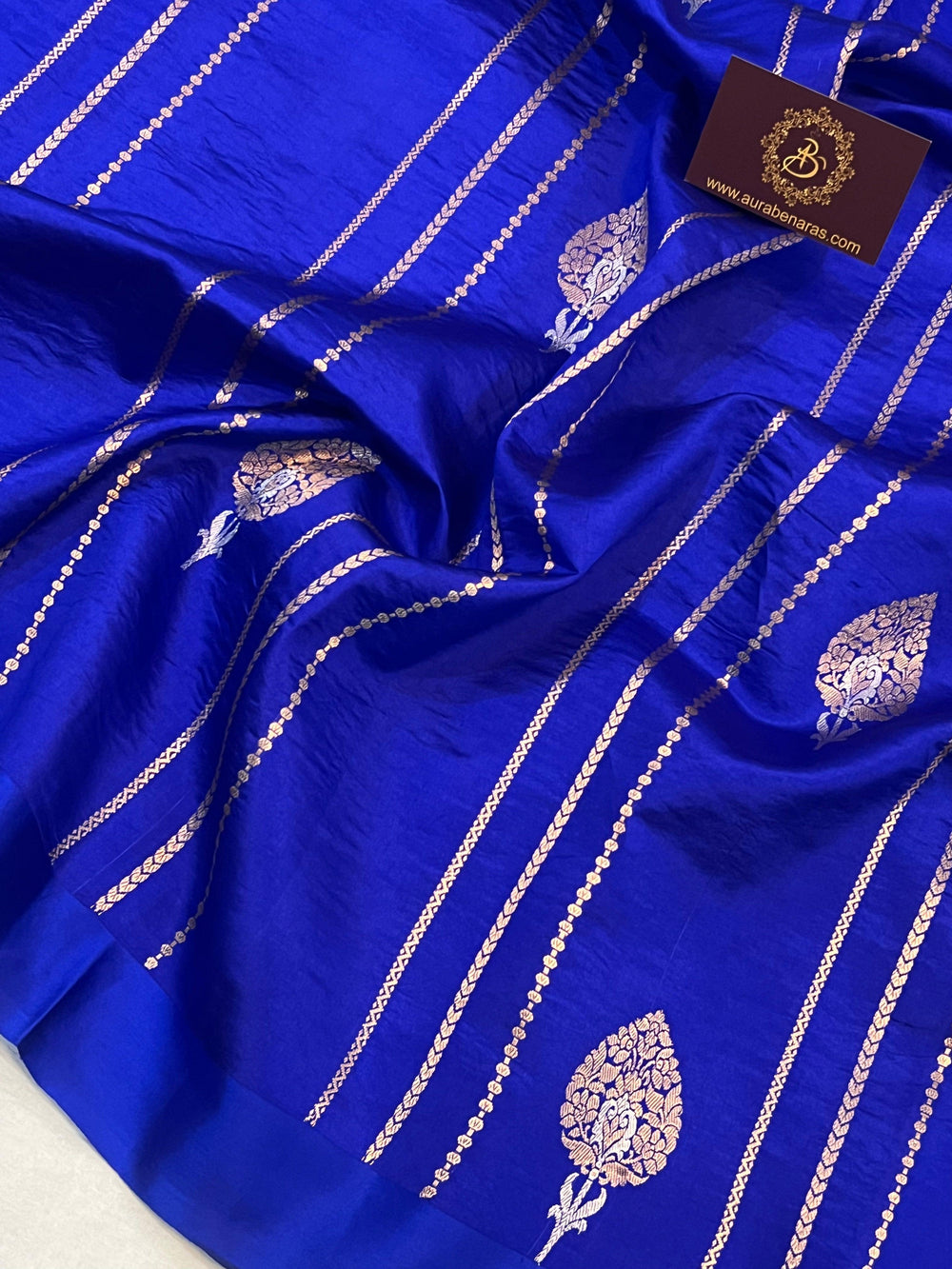 Royal Blue Pure Banarasi Handloom Silk Saree - Aura Benaras