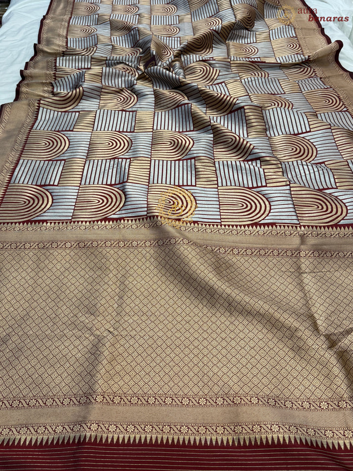 Deep Maroon Pure Katan silk Handloom Banarasi Saree