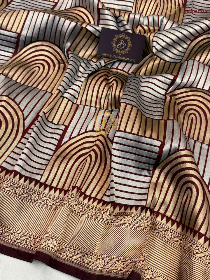 Deep Maroon Pure Katan silk Handloom Banarasi Saree