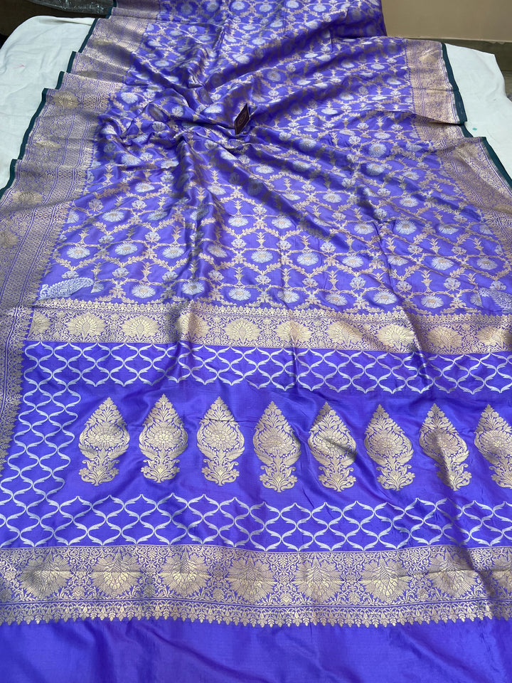 Lavender Pure Banarasi Handloom Katan Silk Saree