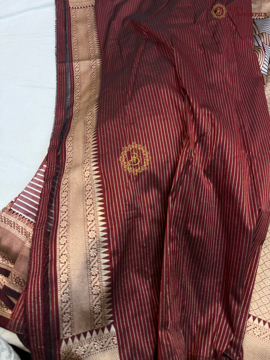 Deep Maroon Pure Katan silk Handloom Banarasi Saree