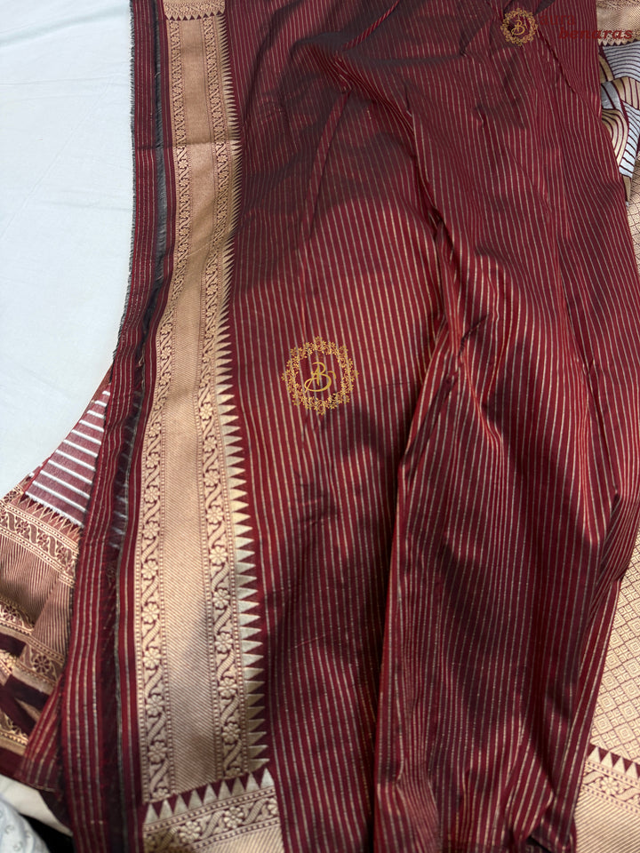 Deep Maroon Pure Katan silk Handloom Banarasi Saree