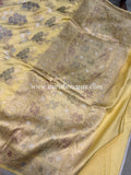 Pastel Yellow Banarasi Handloom Katan Silk Saree - Aura Benaras