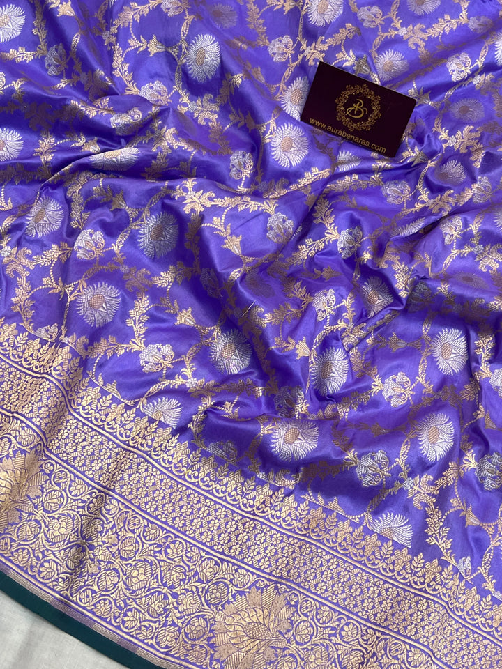 Lavender Pure Banarasi Handloom Katan Silk Saree