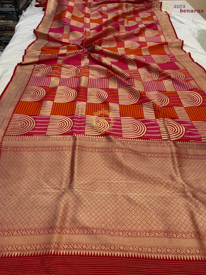 Red Pure Katan silk Handloom Banarasi Saree