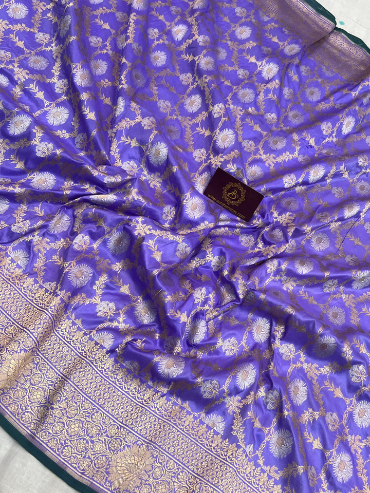 Lavender Pure Banarasi Handloom Katan Silk Saree