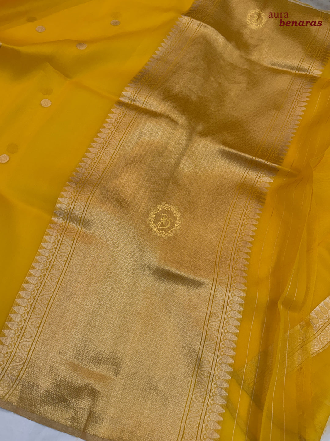 Yellow Kora Silk Banarasi Saree – Kadhwa Butis in Zari