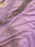 Lavender Rangkaat Banarasi Khaddi Georgette Saree - Aura Benaras