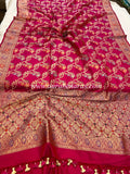 Rani Pink Pure Banarasi Handloom Katan Silk Saree - Aura Benaras