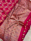 Rani Pink Pure Banarasi Handloom Katan Silk Saree - Aura Benaras