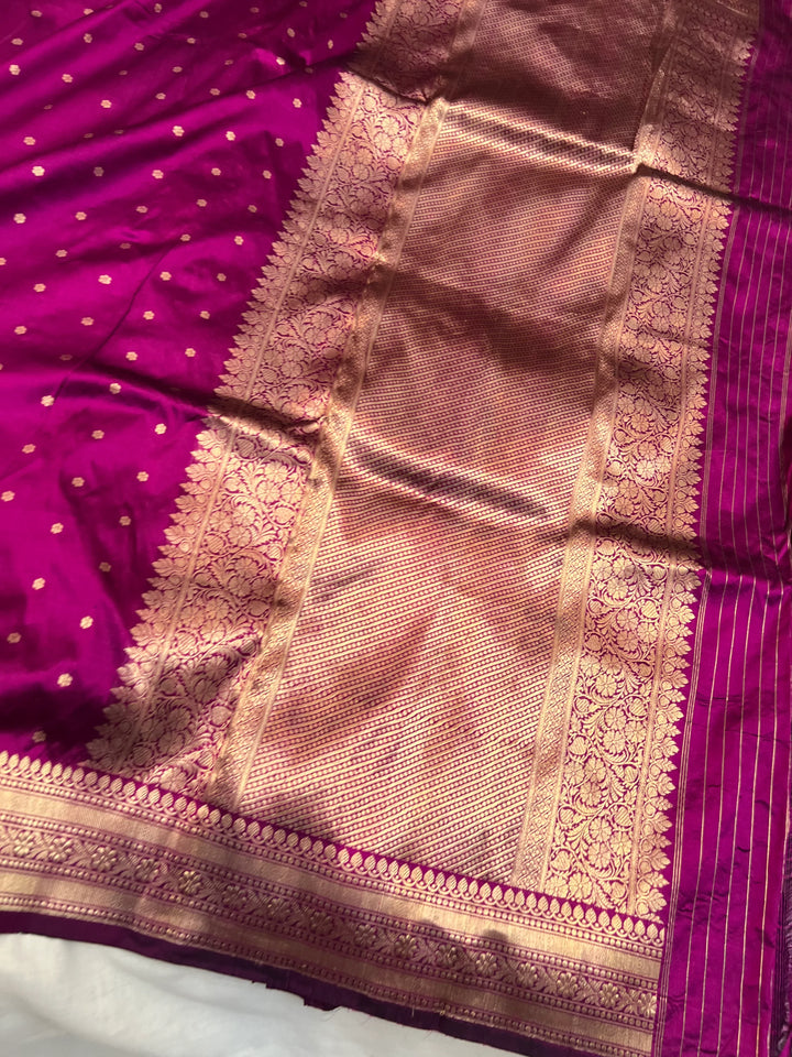 Purple Pure Katan Silk Banarasi Saree with Fekhwa Floral Motifs