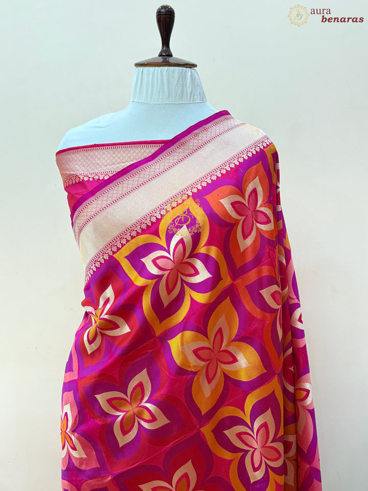 Rani Pink Rangkaat Pure Katan Silk Banarasi Handloom Saree