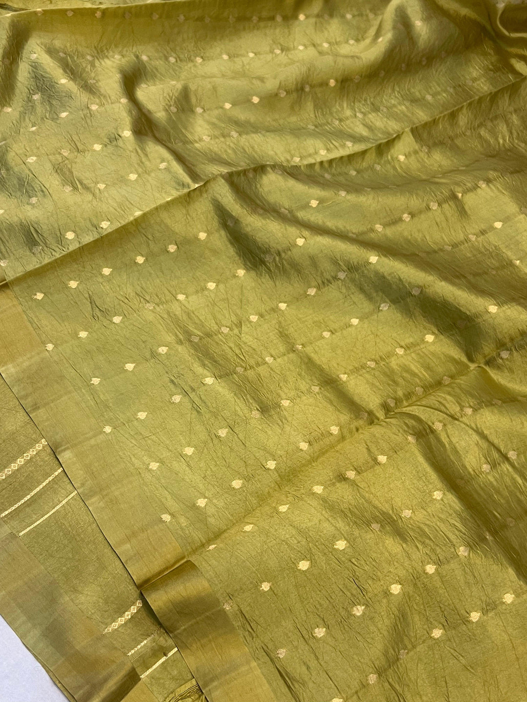 Dusty Green Pure Banarasi Handloom Silk Saree - Aura Benaras