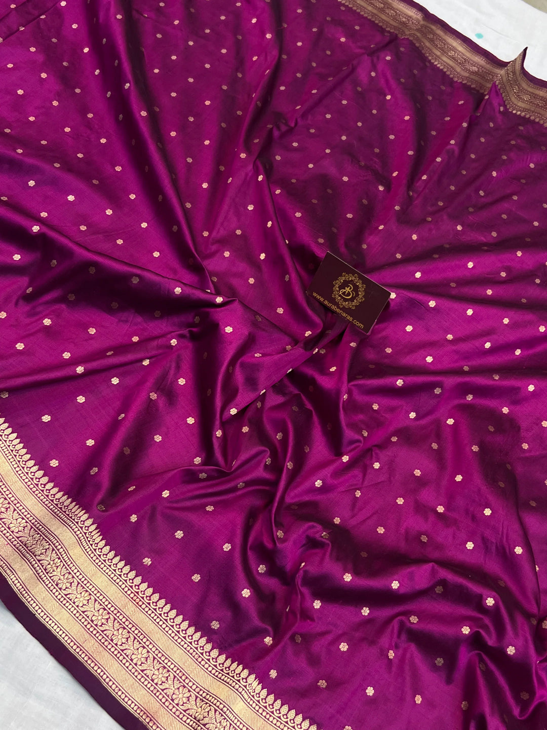 Purple Pure Katan Silk Banarasi Saree with Fekhwa Floral Motifs