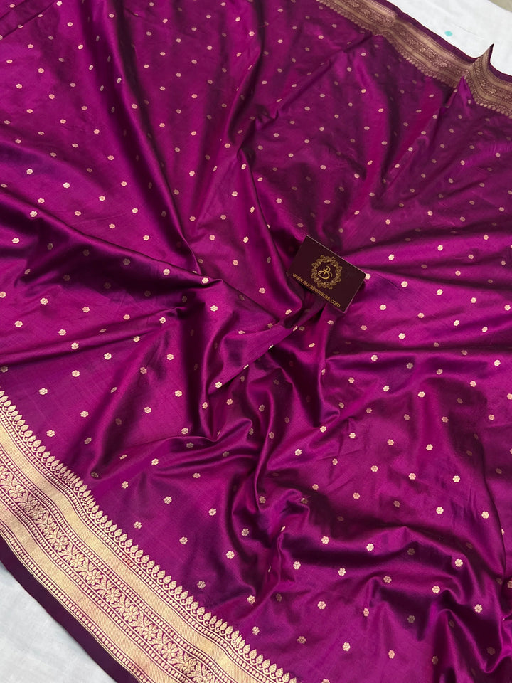 Purple Pure Katan Silk Banarasi Saree with Fekhwa Floral Motifs