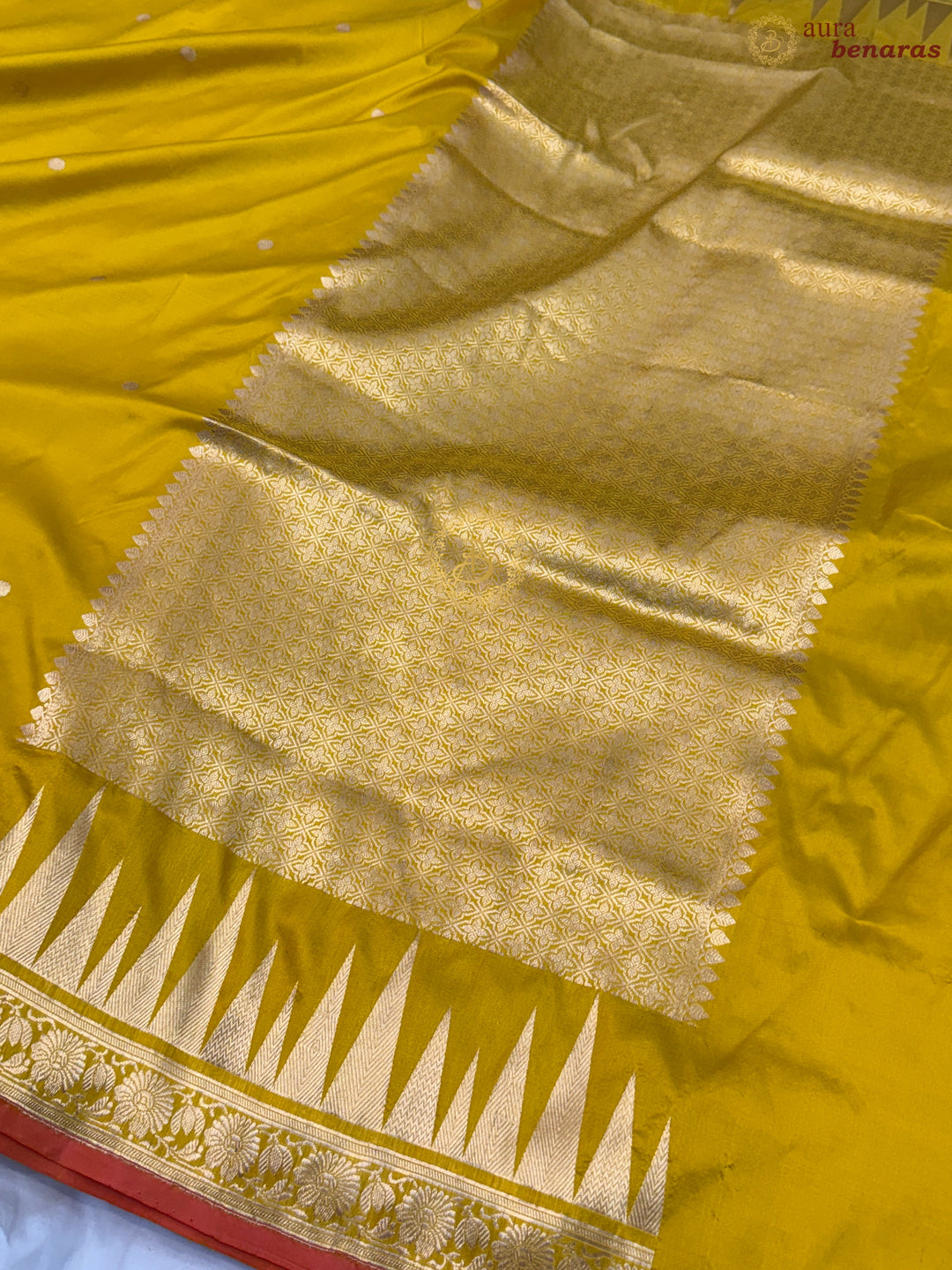 Yellow Pure Katan Silk Handloom Banarasi Saree