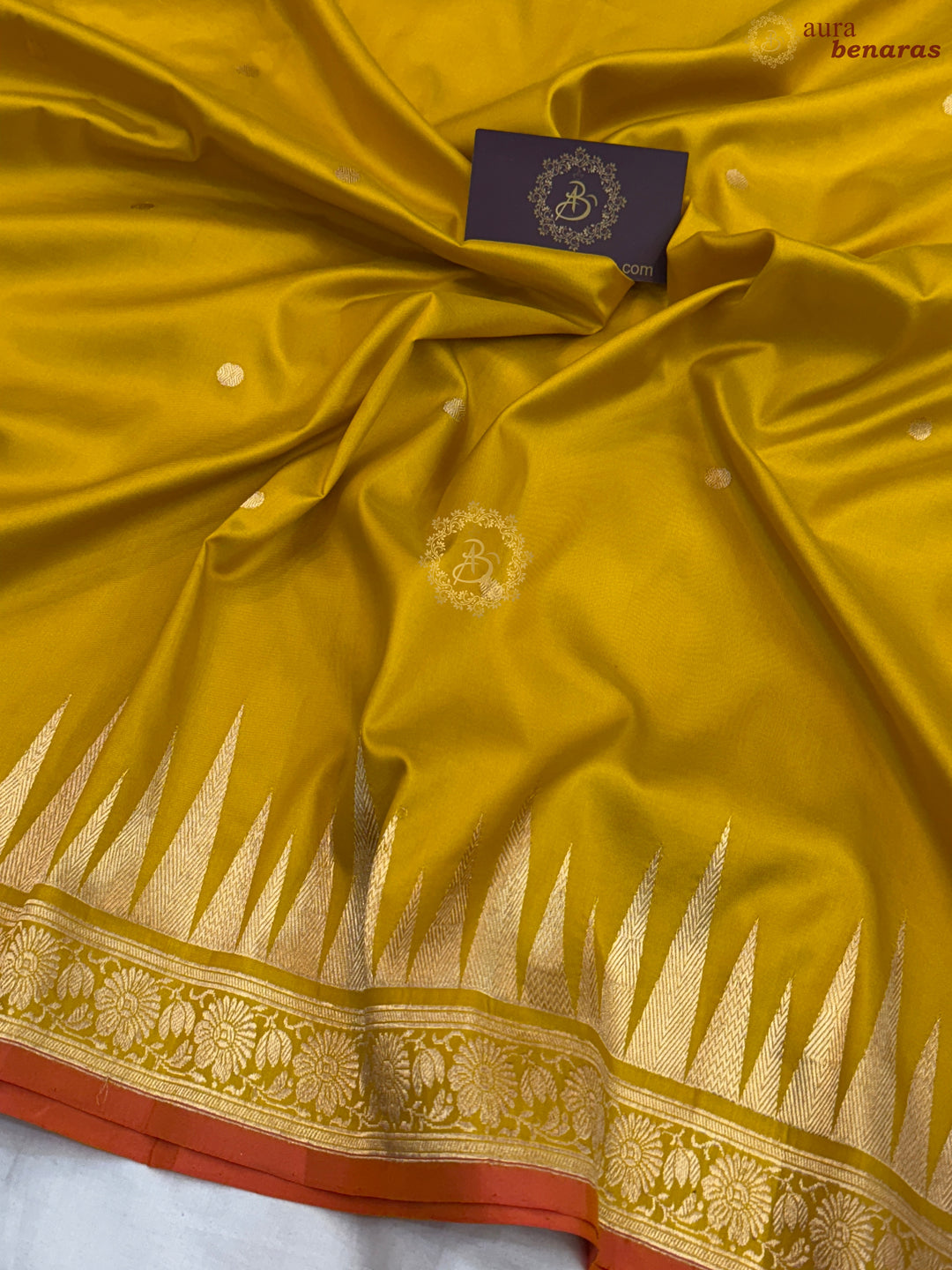 Yellow Pure Katan Silk Handloom Banarasi Saree