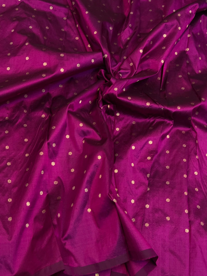 Purple Pure Katan Silk Banarasi Saree with Fekhwa Floral Motifs