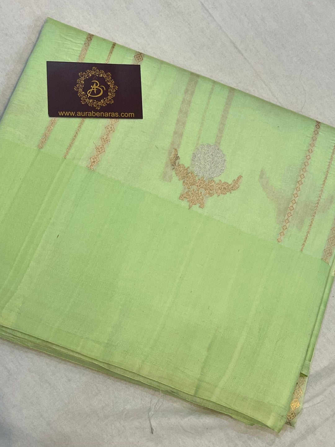 Pista Green Pure Banarasi Handloom Silk Saree - Aura Benaras