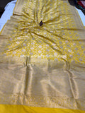 Yellow Pure Banarasi Handloom Katan Silk Saree - Aura Benaras