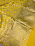 Yellow Pure Banarasi Handloom Katan Silk Saree - Aura Benaras