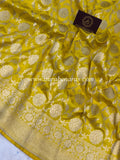 Yellow Pure Banarasi Handloom Katan Silk Saree - Aura Benaras