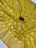 Yellow Pure Banarasi Handloom Katan Silk Saree - Aura Benaras