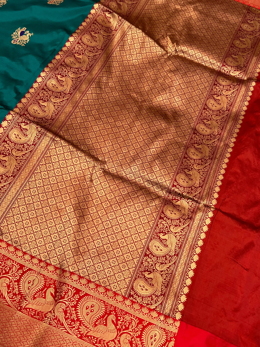 Rama Blue Pure Katan Silk Handloom Banarasi Saree