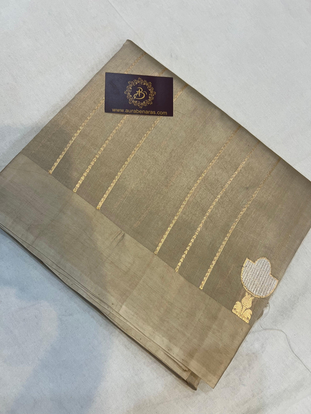 Smoke Grey Pure Banarasi Handloom Silk Saree - Aura Benaras