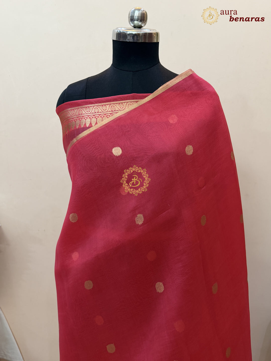 Rose Pink Kora Silk Banarasi Saree – Kadhwa Butis in Zari