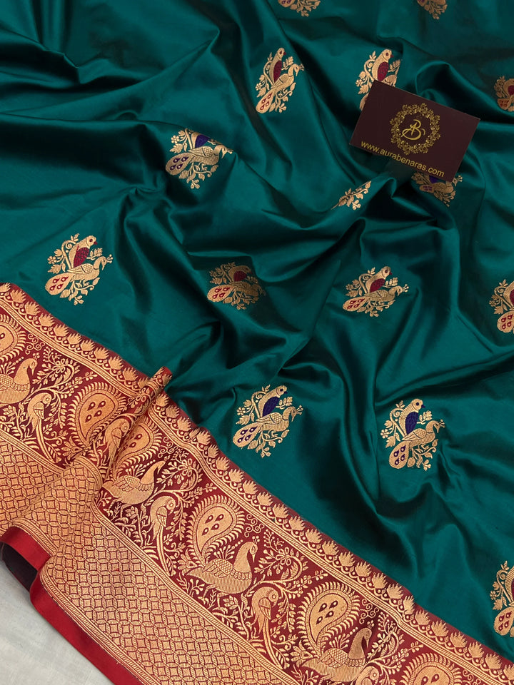 Rama Blue Pure Katan Silk Handloom Banarasi Saree