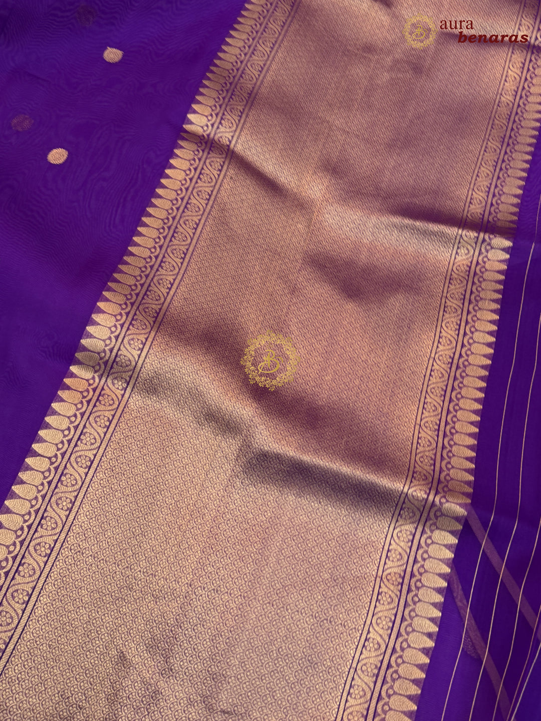 Purple Kora Silk Banarasi Saree – Kadhwa Butis in Zari