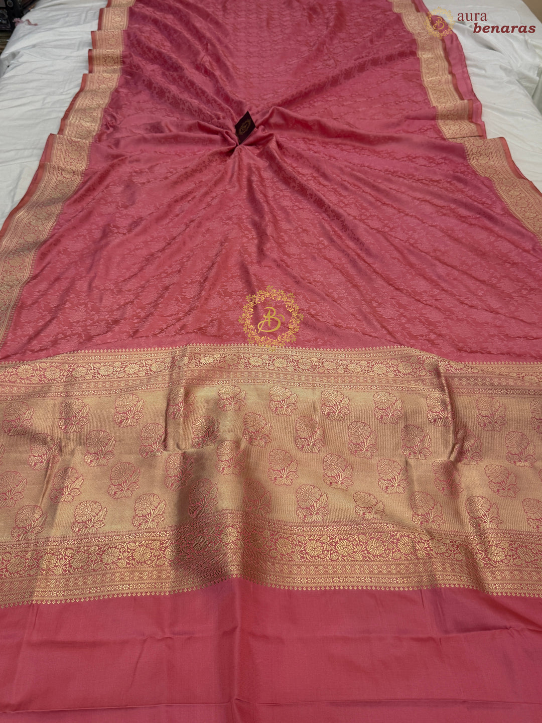Pastel Pink Pure Katan Satin Silk Banarasi Handloom Saree with Tanchui Weave