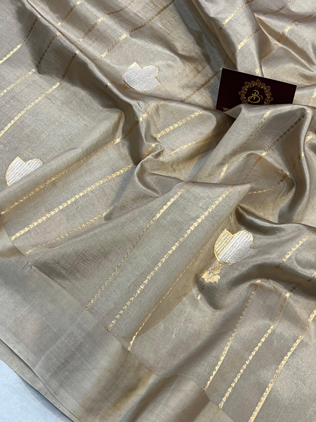 Smoke Grey Pure Banarasi Handloom Silk Saree - Aura Benaras