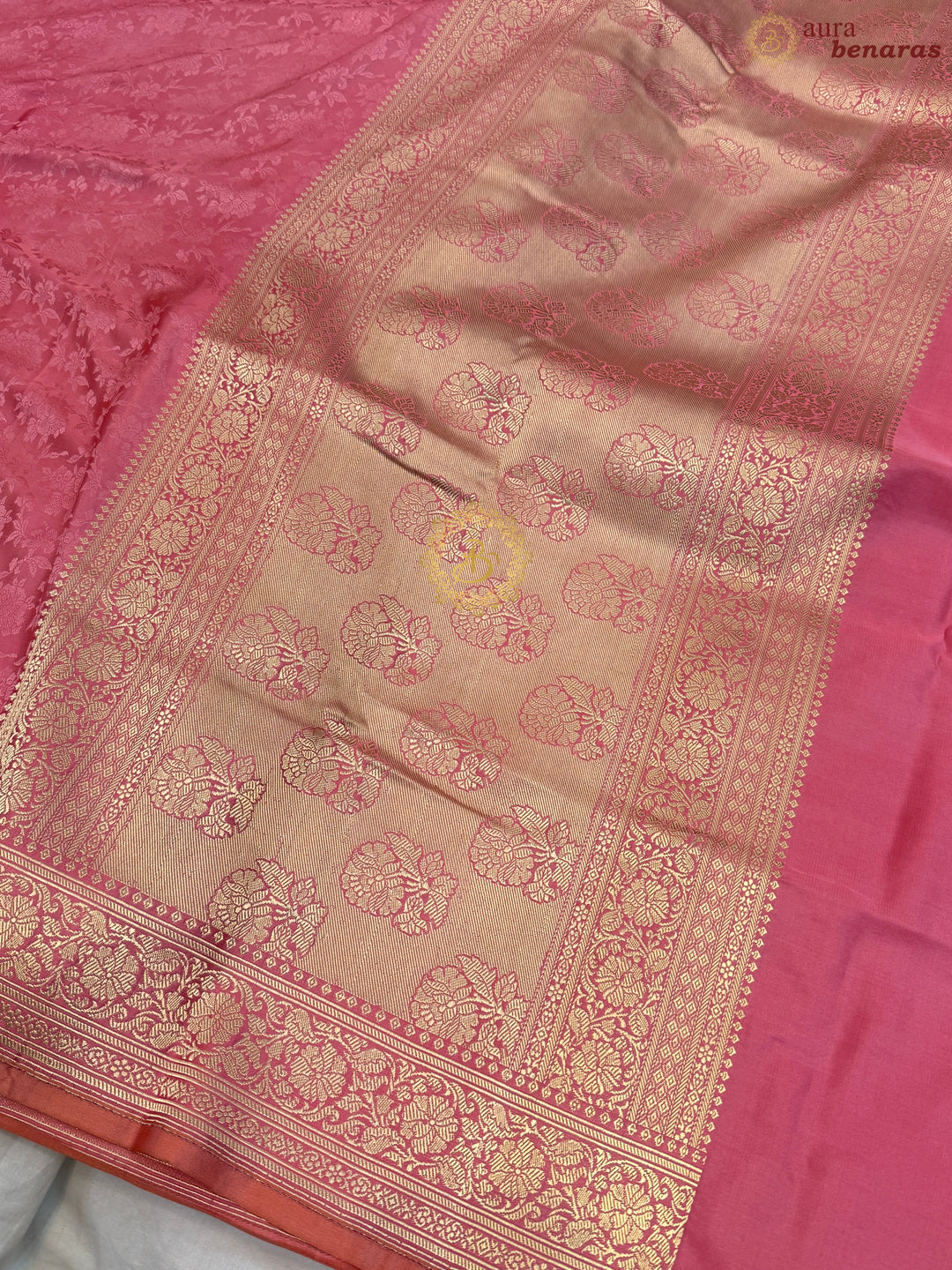 Pastel Pink Pure Katan Satin Silk Banarasi Handloom Saree with Tanchui Weave