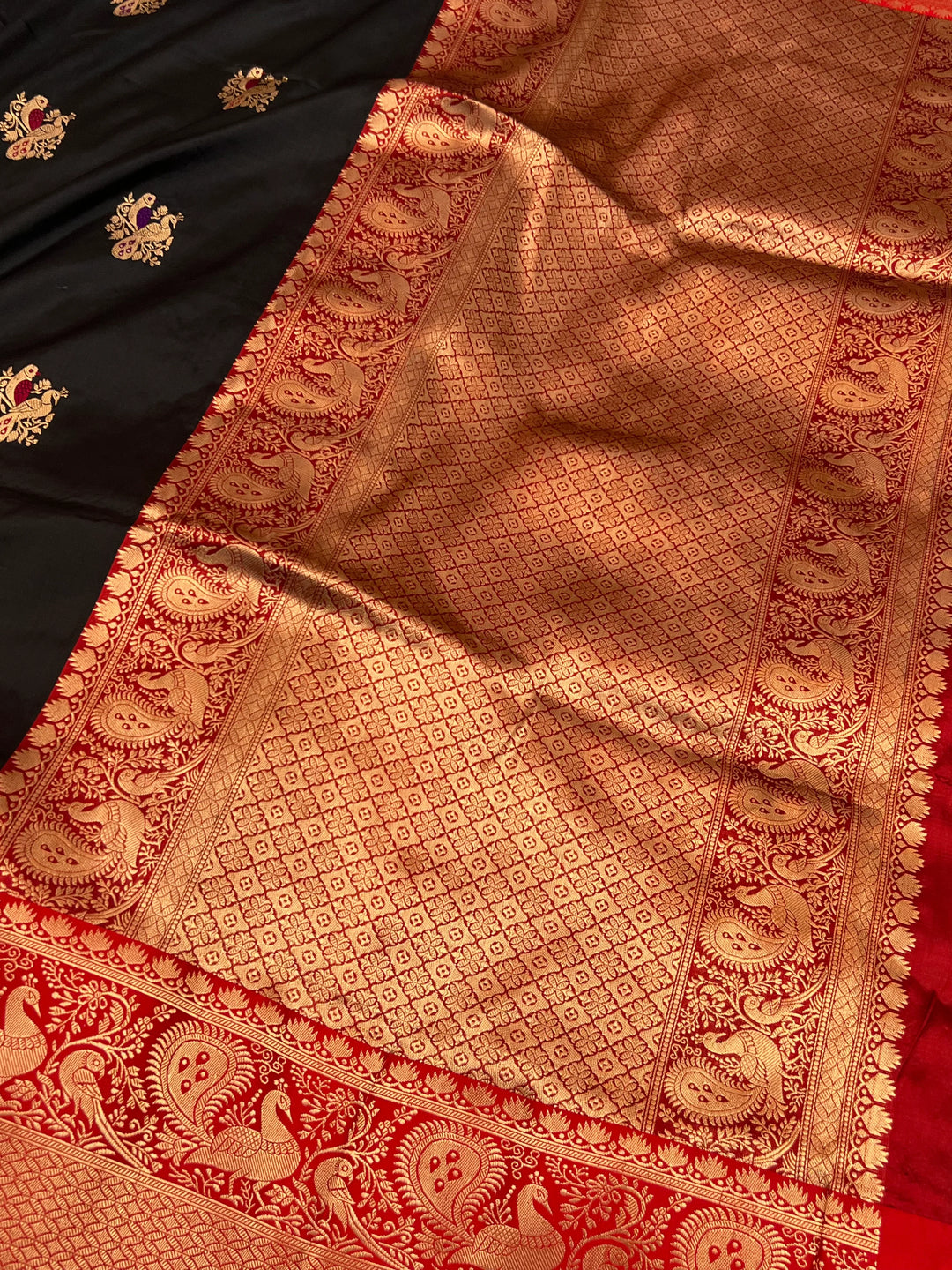 Black Pure Katan Silk Handloom Banarasi Saree