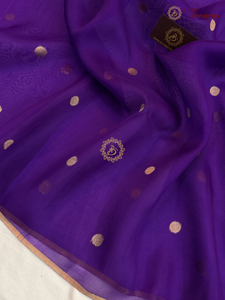 Purple Pure Kora silk Handloom Banarasi Saree
