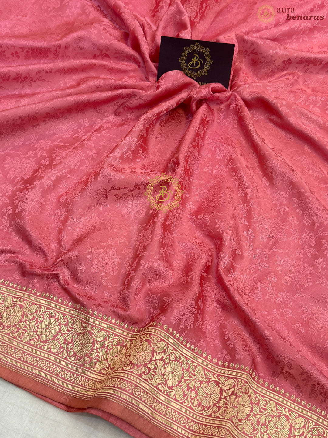 Pastel Pink Pure Katan Satin Silk Banarasi Handloom Saree with Tanchui Weave