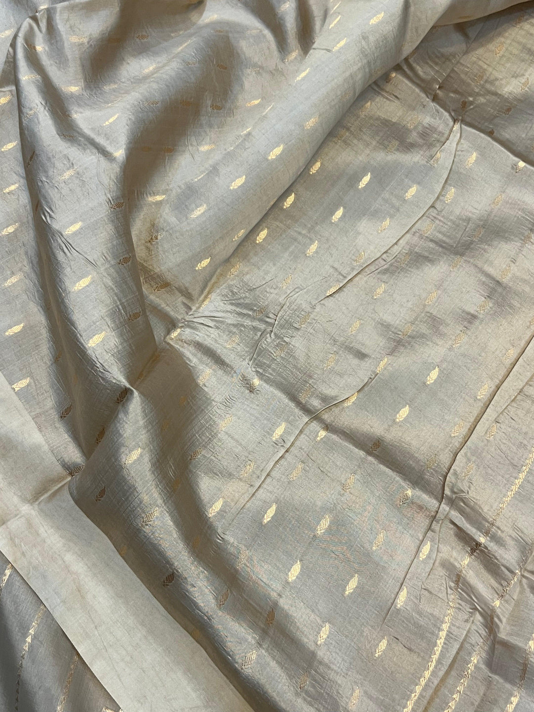 Smoke Grey Pure Banarasi Handloom Silk Saree - Aura Benaras