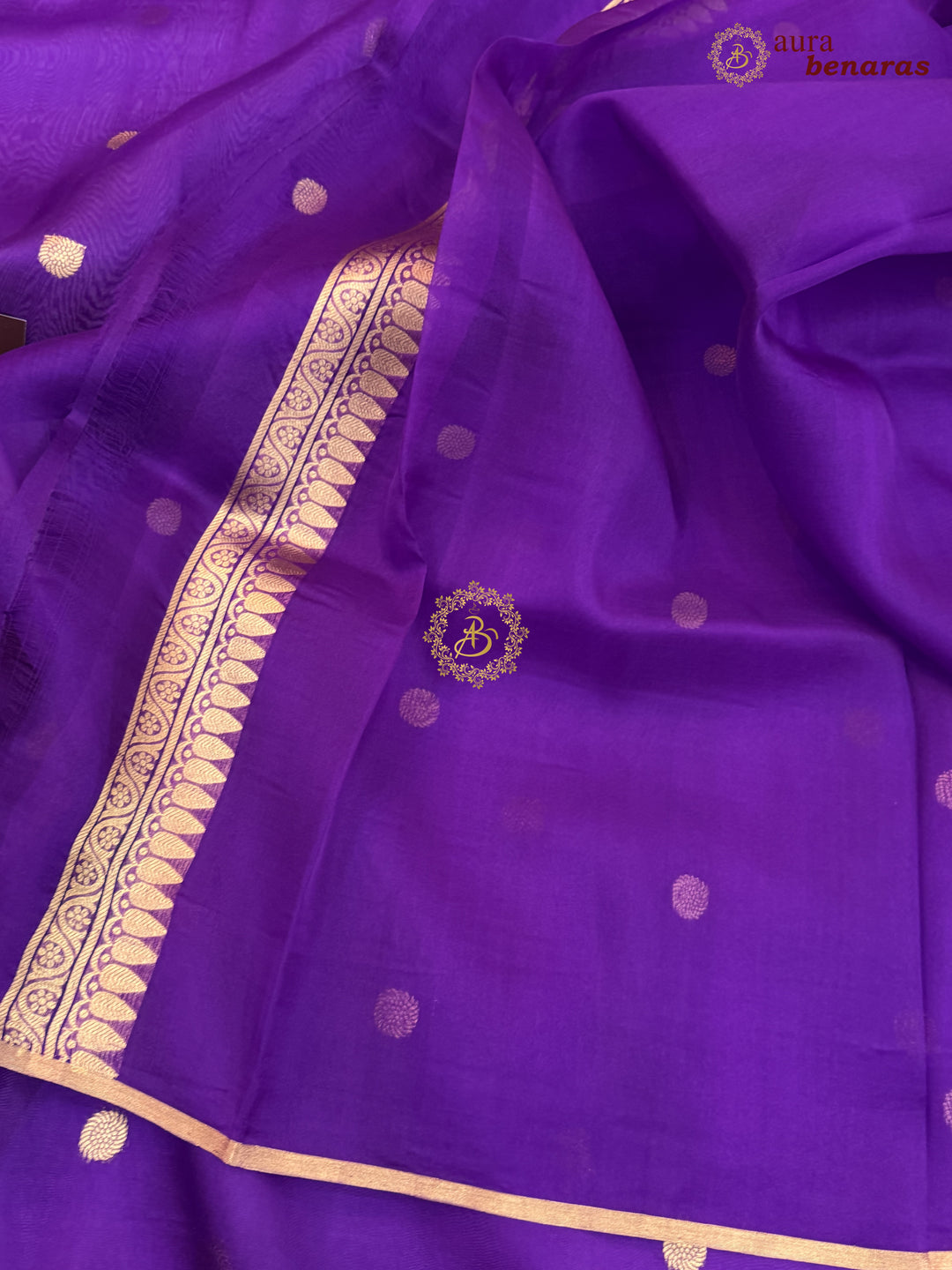 Purple Kora Silk Banarasi Saree – Kadhwa Butis in Zari