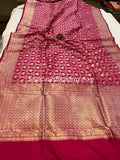 Rani Pink Pure Banarasi Handloom Katan Silk Saree - Aura Benaras