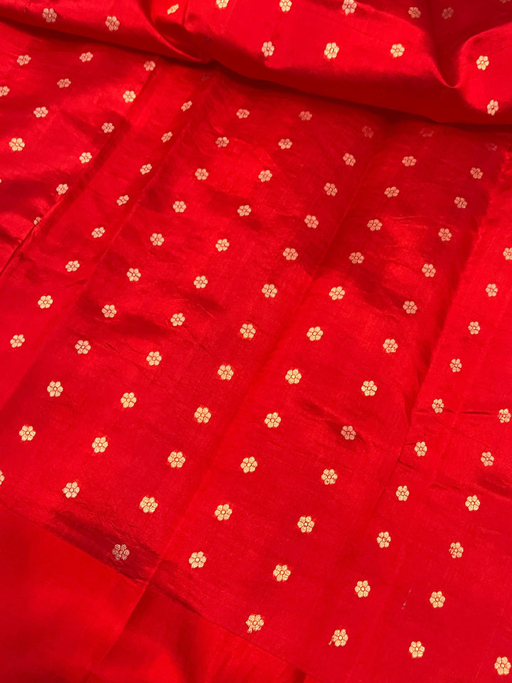 Red Pure Banarasi Handloom Silk Saree - Aura Benaras